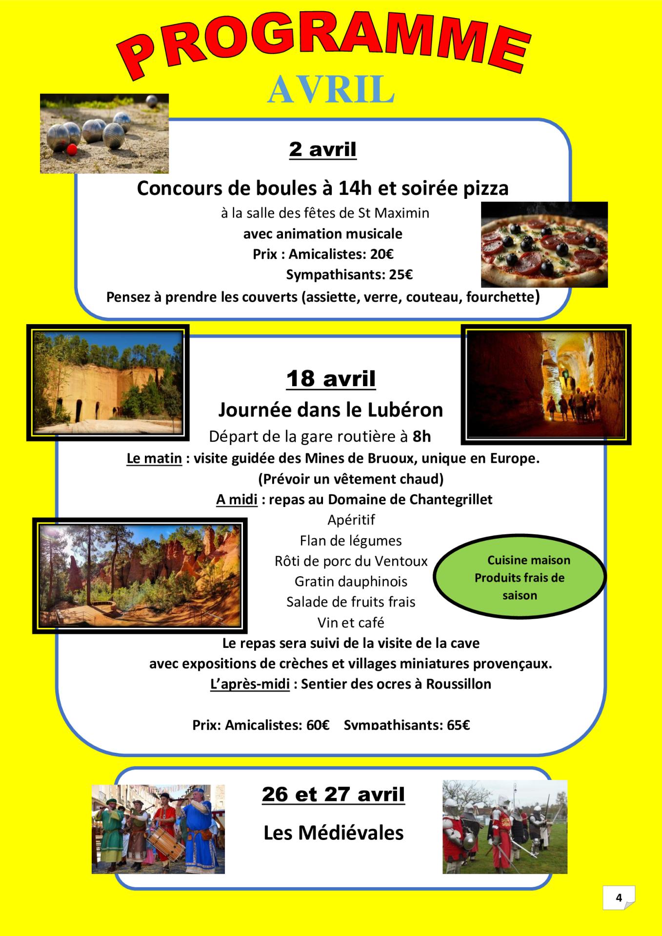 P 4 programme avril 2025