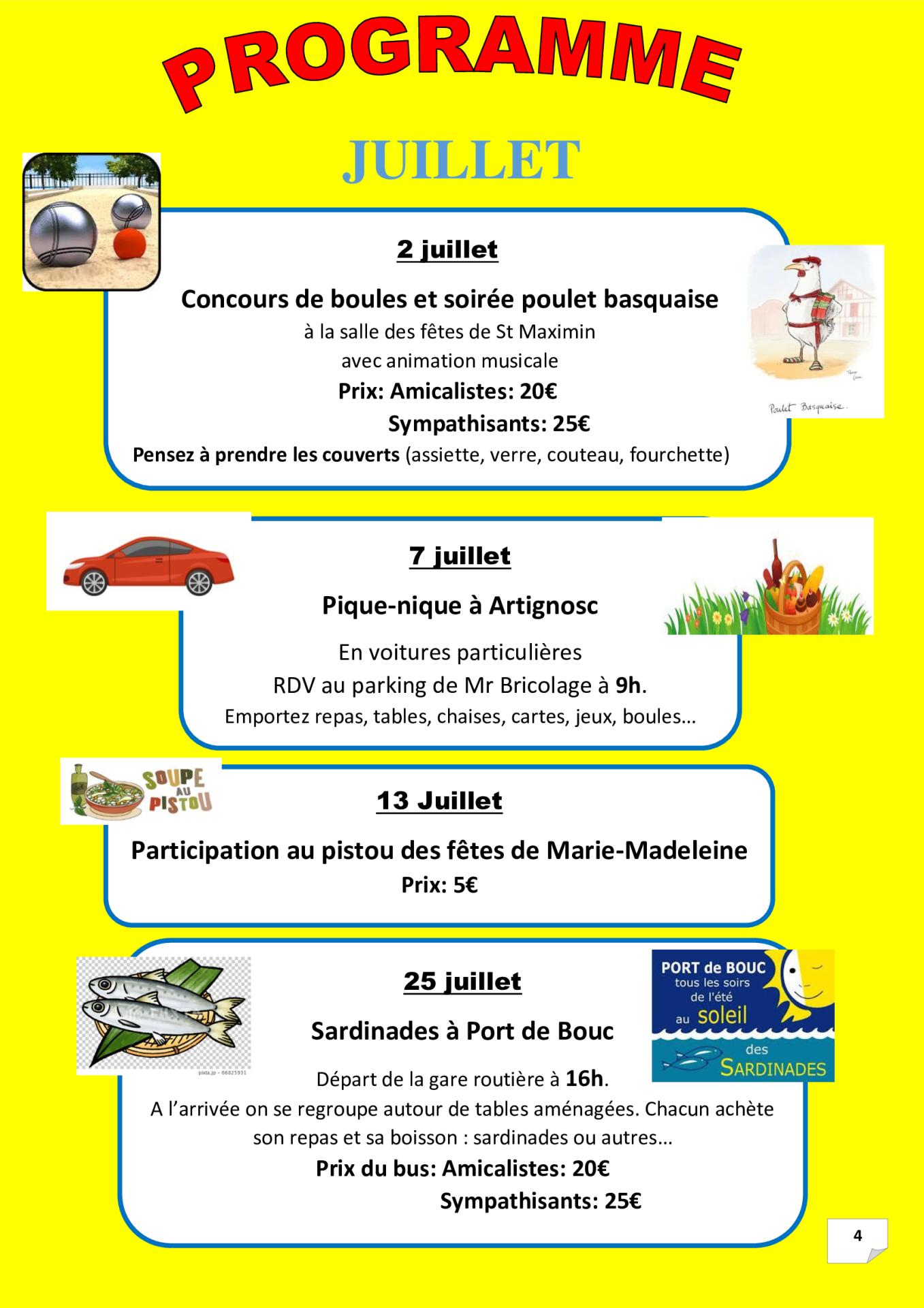 P 4 programme juillet 2026