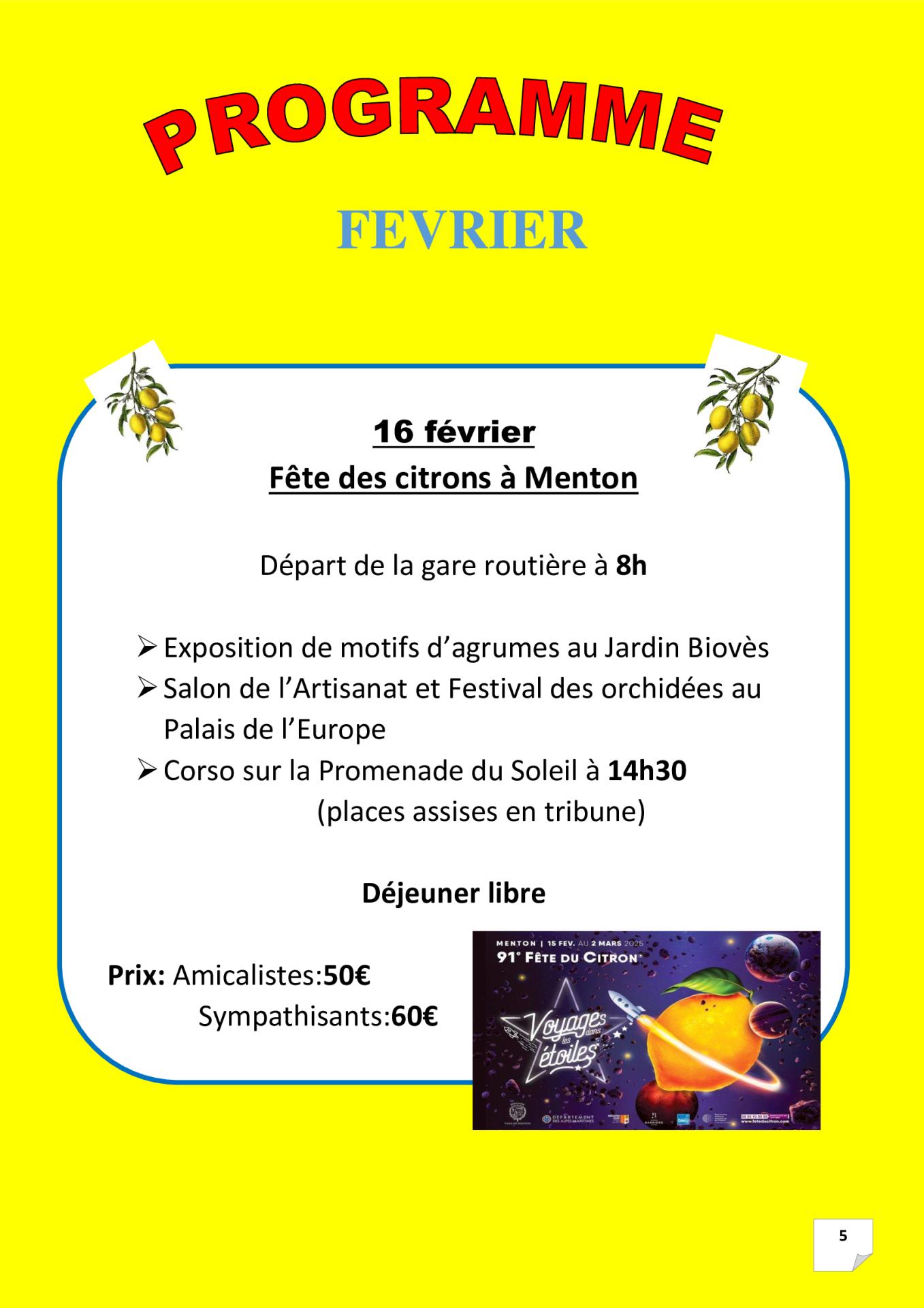 P 5 programme fevrier 2025 2