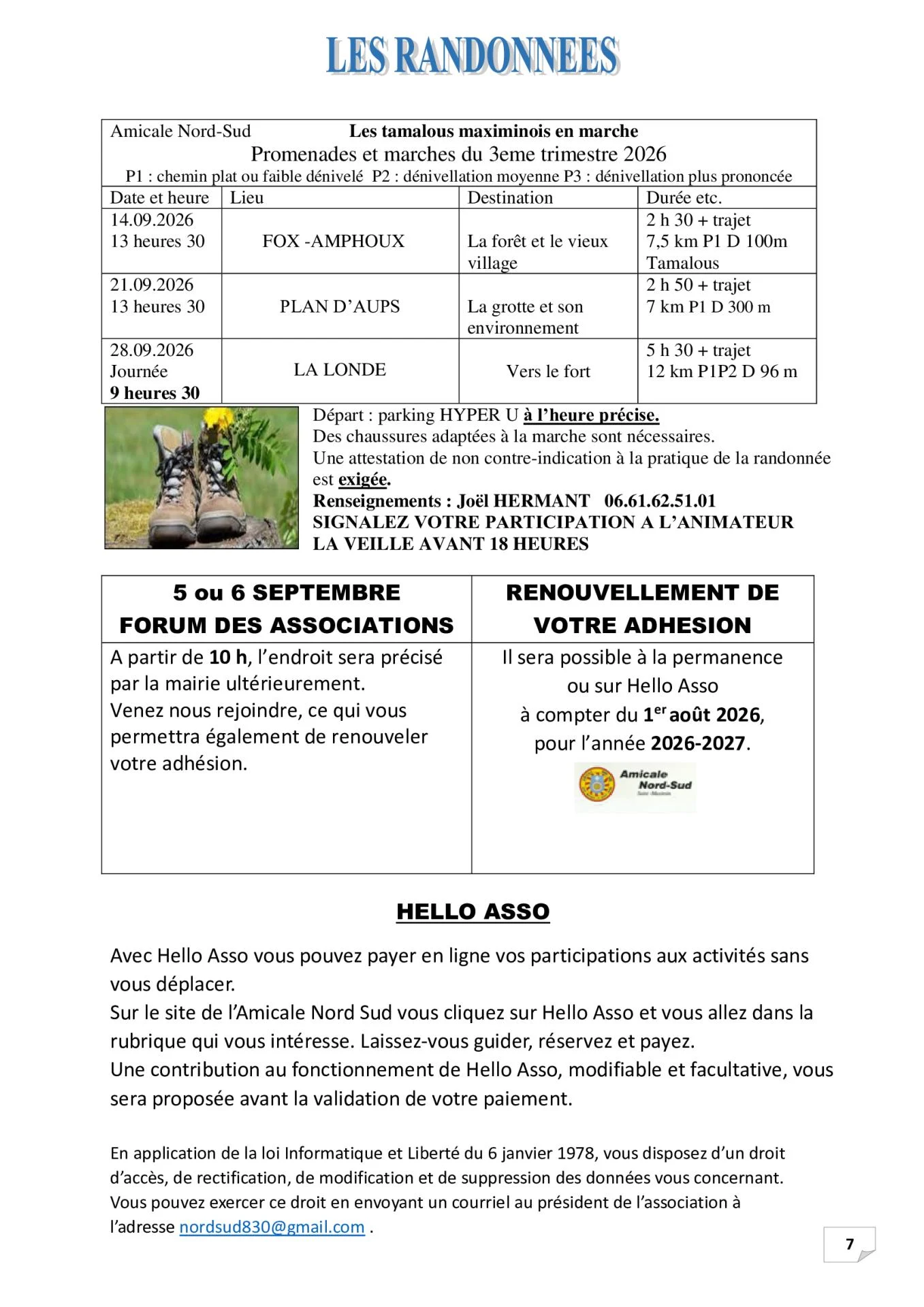 P 7 les randonnees 3eme trimestre 2026